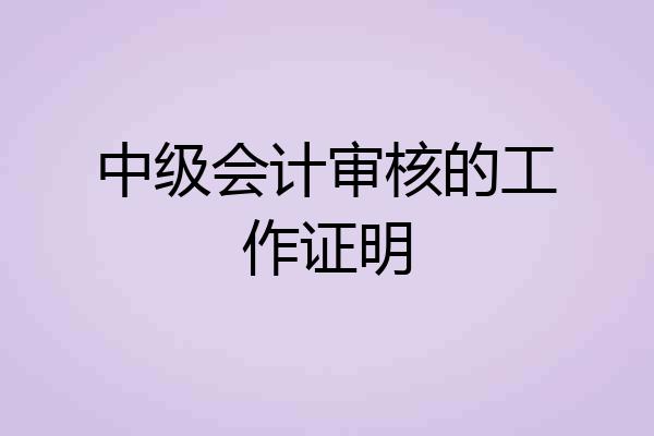 中级会计审核的工作证明