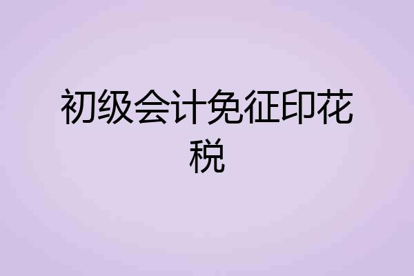 初级会计免征印花税