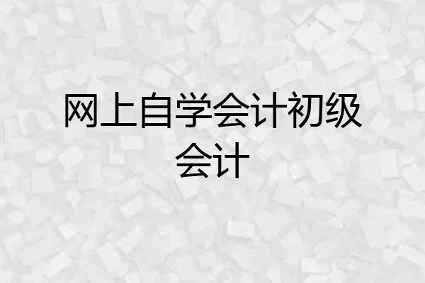 网上自学会计初级会计