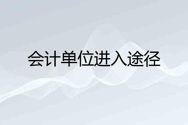 会计单位进入途径