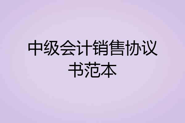 中级会计销售协议书范本