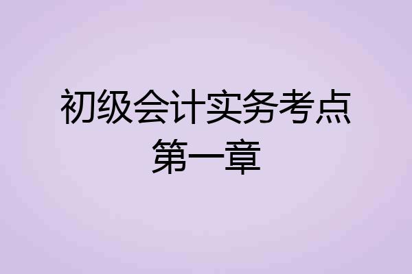 初级会计实务考点第一章