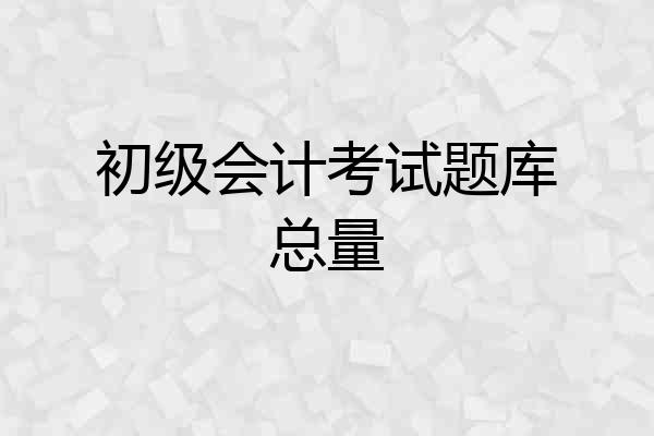 初级会计考试题库总量