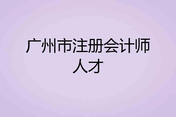 广州市注册会计师人才