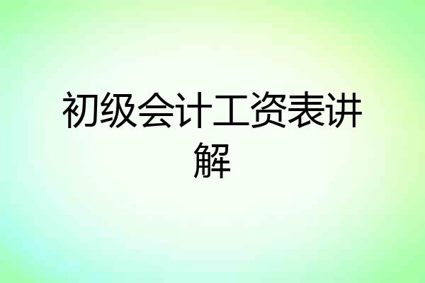 初级会计工资表讲解