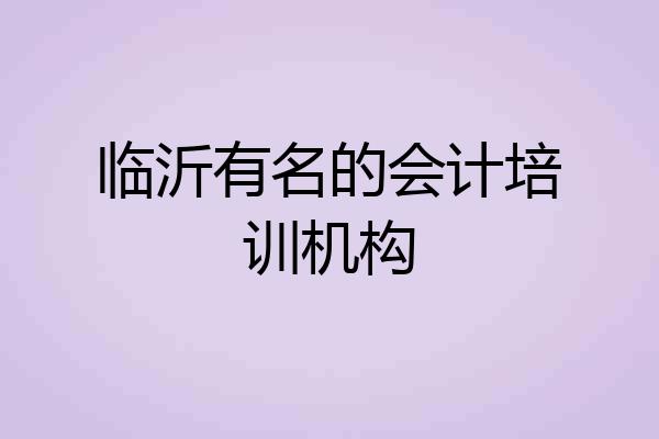 临沂有名的会计培训机构