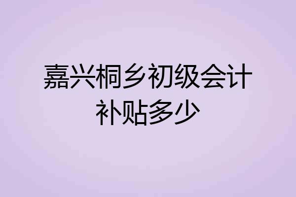 嘉兴桐乡初级会计补贴多少