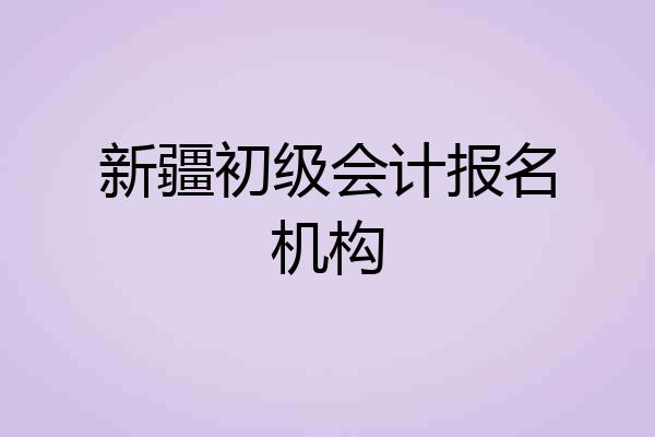 新疆初级会计报名机构