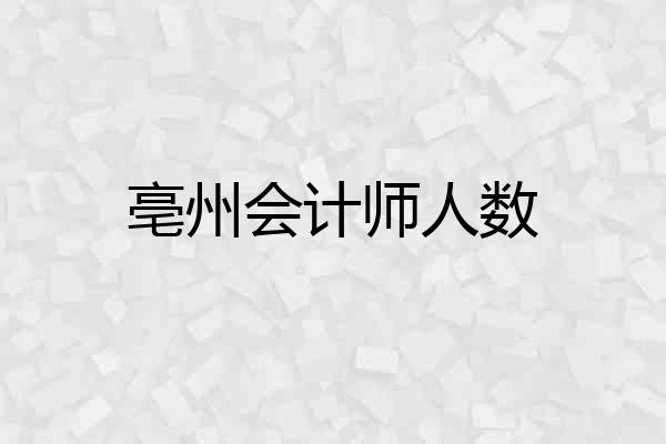 亳州会计师人数