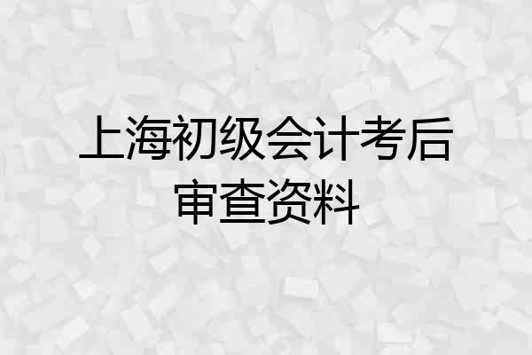 上海初级会计考后审查资料