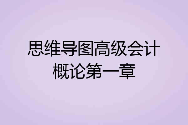 思维导图高级会计概论第一章