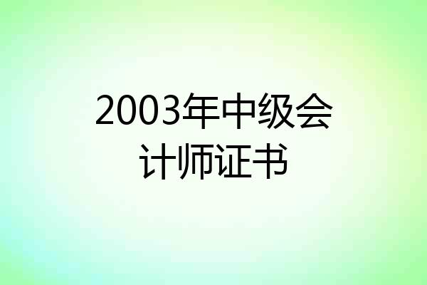 2003年中级会计师证书