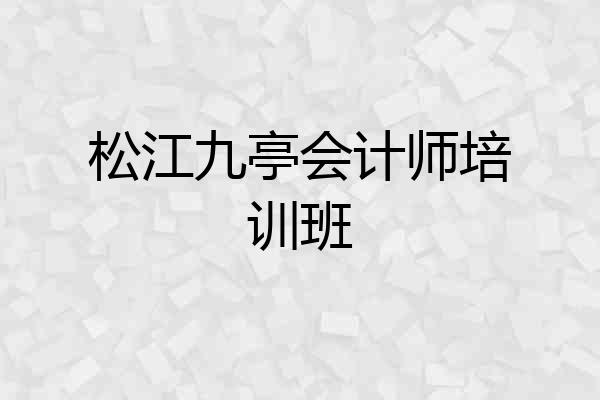 松江九亭会计师培训班