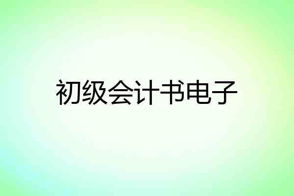 初级会计书电子