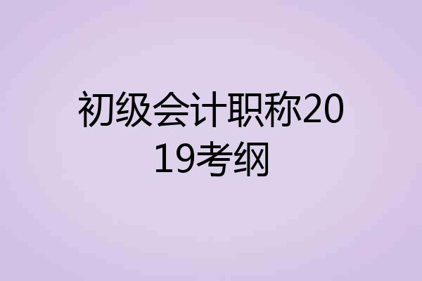 初级会计职称2019考纲