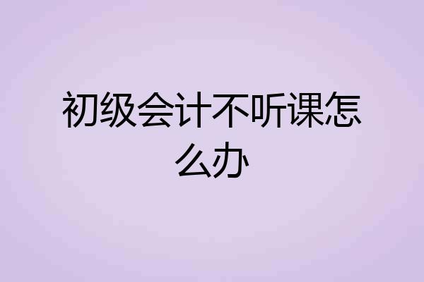 初级会计不听课怎么办