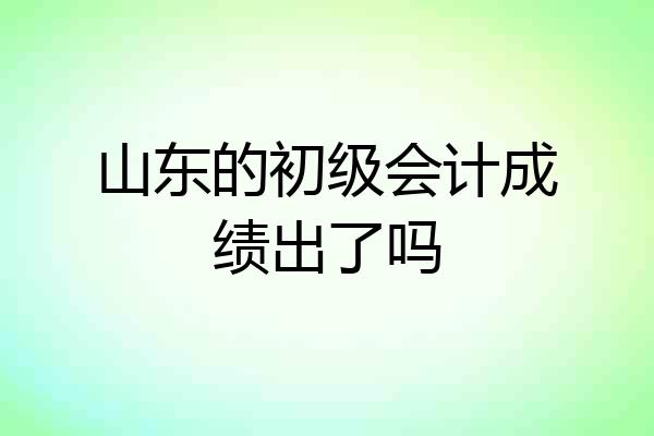 山东的初级会计成绩出了吗