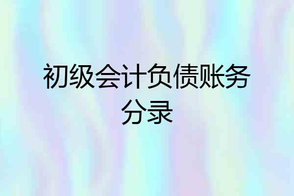 初级会计负债账务分录