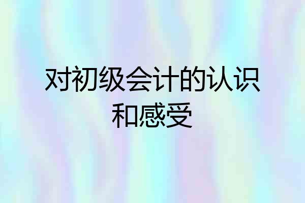 对初级会计的认识和感受