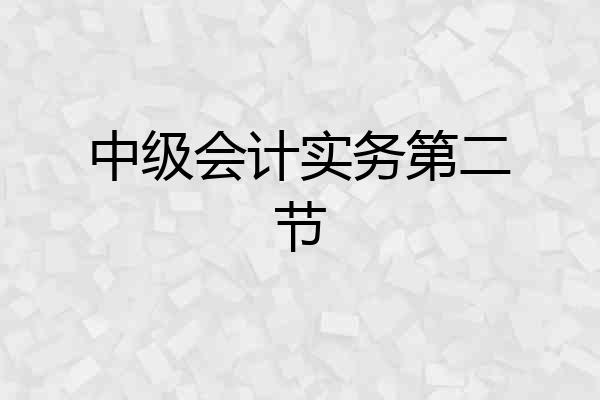 中级会计实务第二节