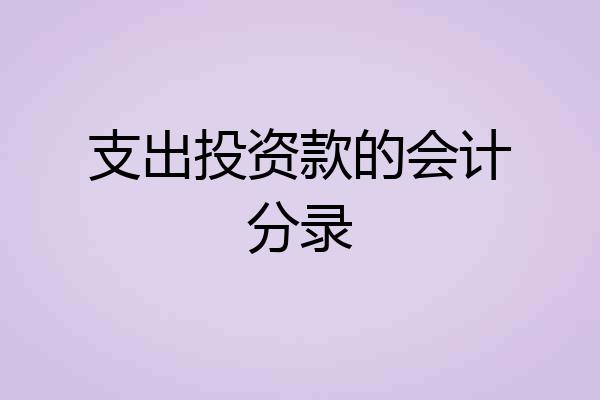 支出投资款的会计分录