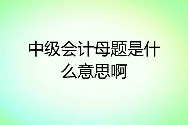 中级会计母题是什么意思啊