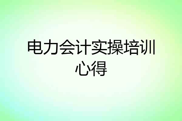 电力会计实操培训心得