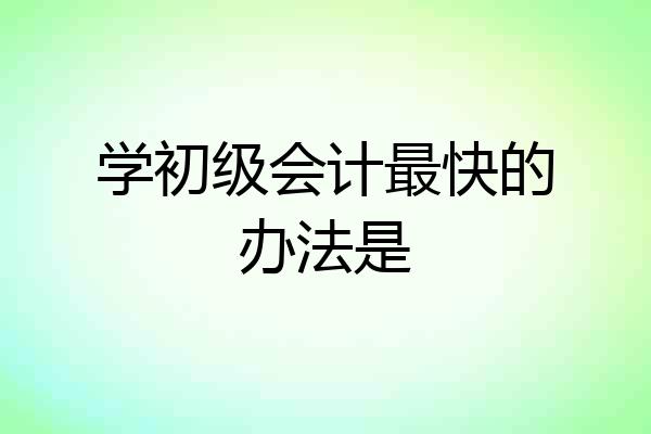 学初级会计最快的办法是