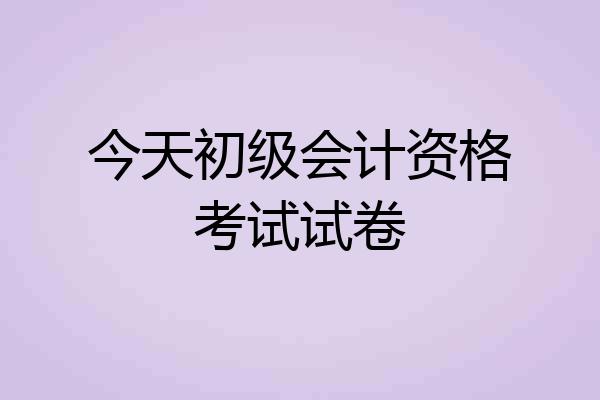 今天初级会计资格考试试卷