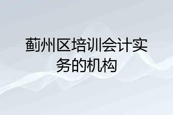 蓟州区培训会计实务的机构