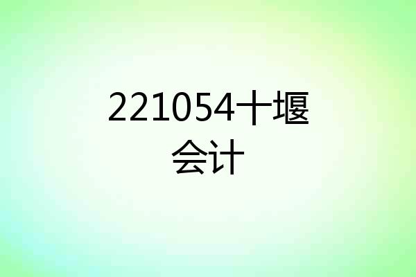 221054十堰会计