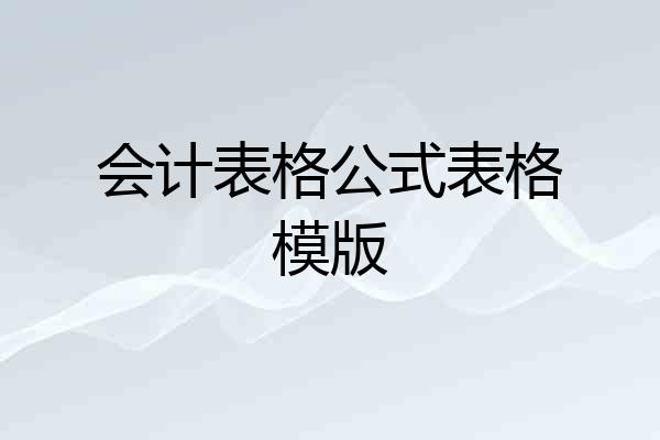 会计表格公式表格模版
