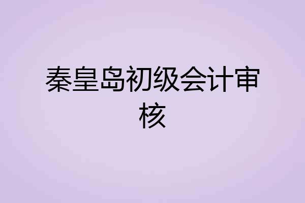 秦皇岛初级会计审核