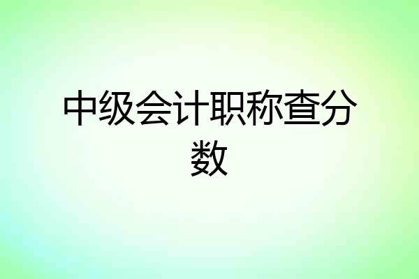 中级会计职称查分数