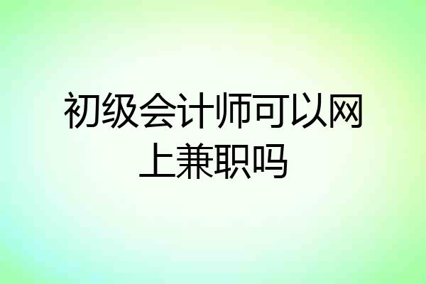 初级会计师可以网上兼职吗