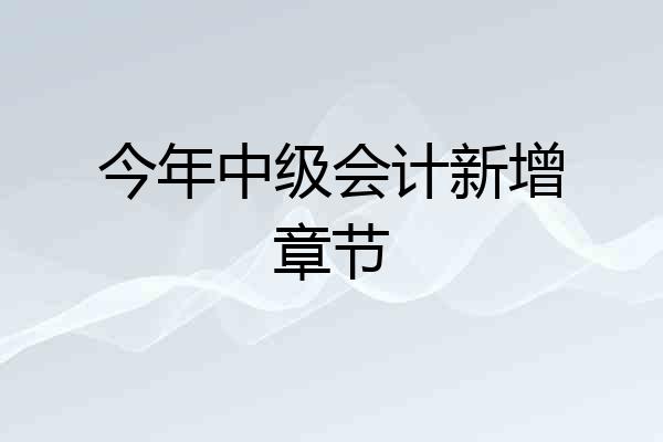 今年中级会计新增章节