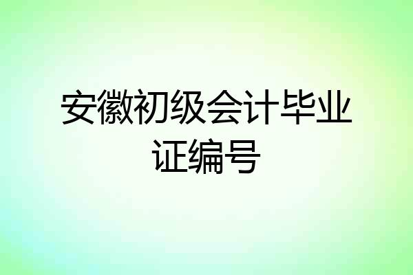 安徽初级会计毕业证编号