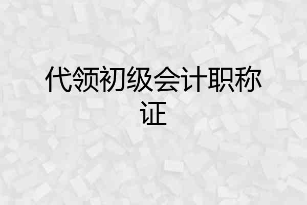 代领初级会计职称证