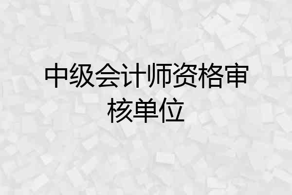 中级会计师资格审核单位
