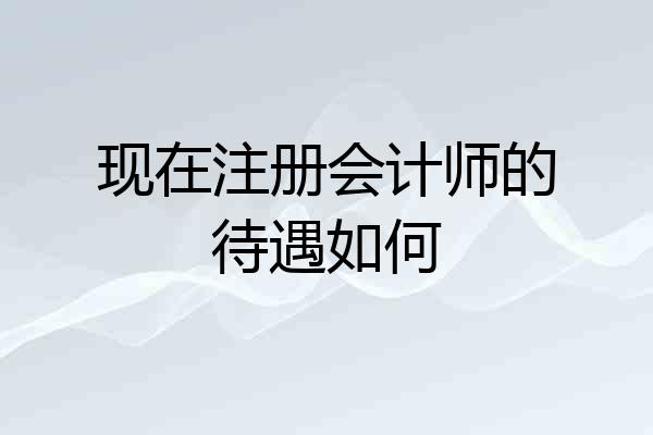 现在注册会计师的待遇如何