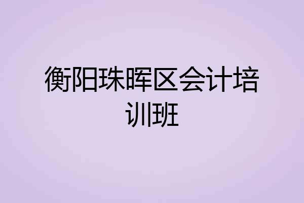 衡阳珠晖区会计培训班