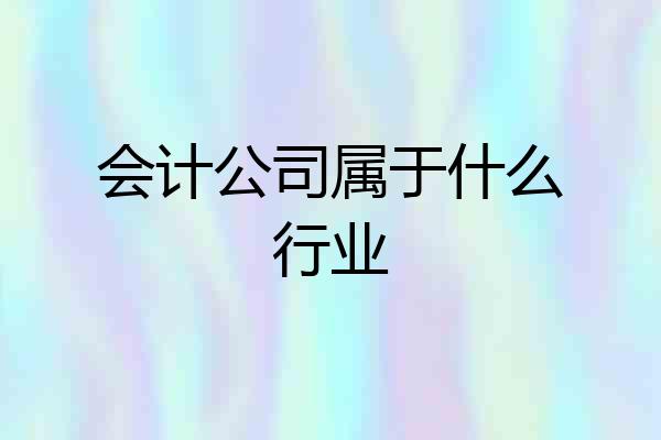 会计公司属于什么行业