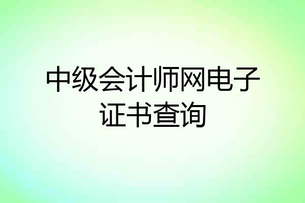 中级会计师网电子证书查询