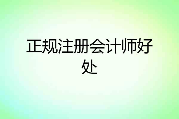 正规注册会计师好处