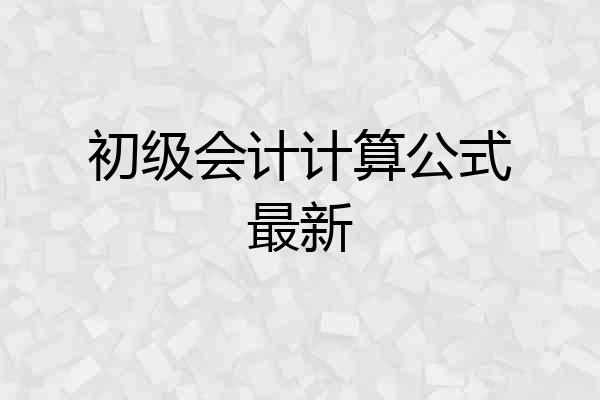初级会计计算公式最新