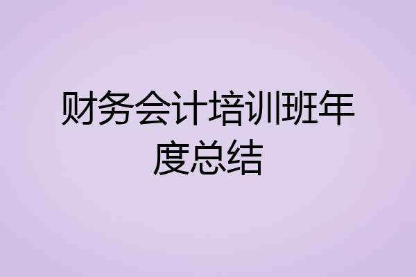 财务会计培训班年度总结
