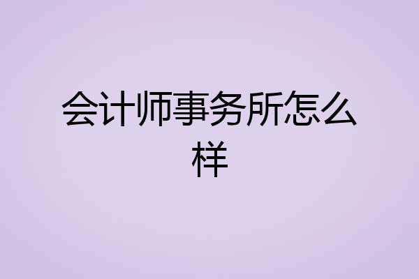 会计师事务所怎么样
