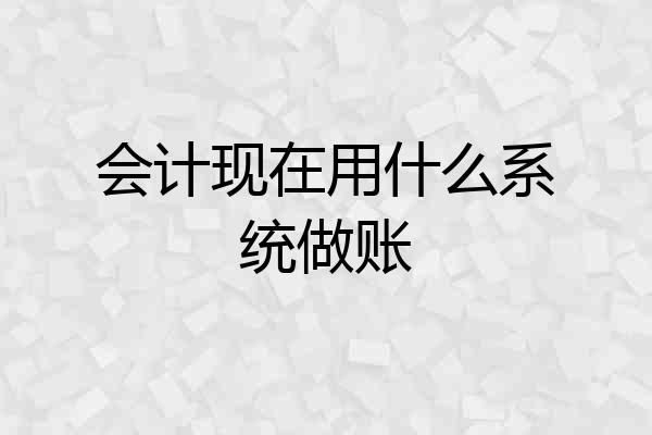 会计现在用什么系统做账
