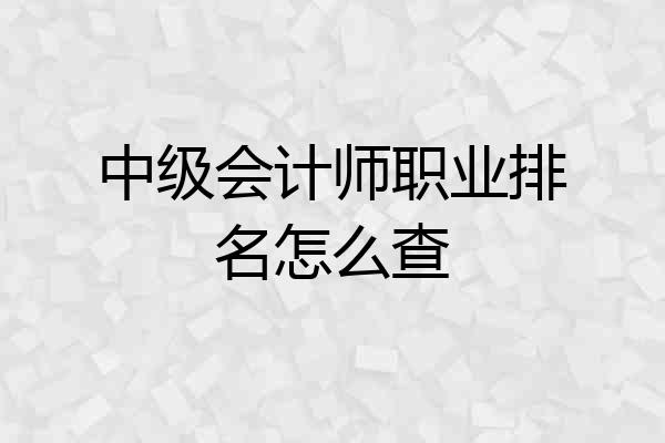 中级会计师职业排名怎么查