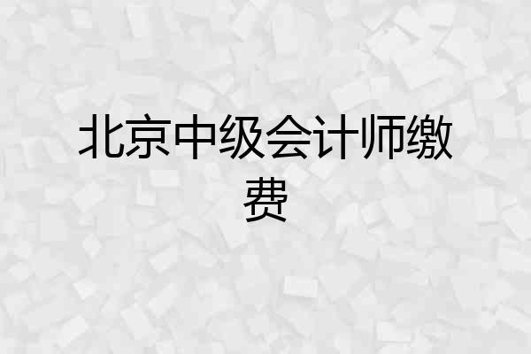 北京中级会计师缴费